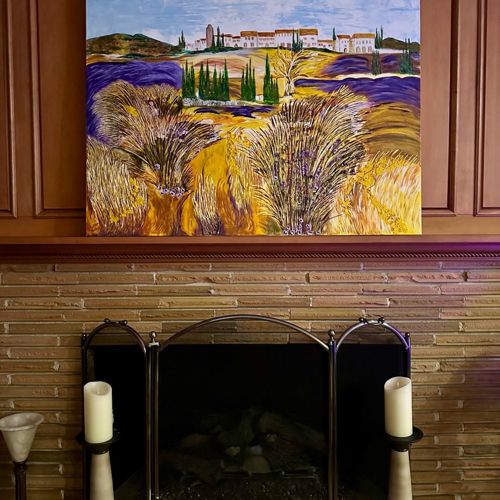 Purple and Yellow Impressionistic Landscape Painting